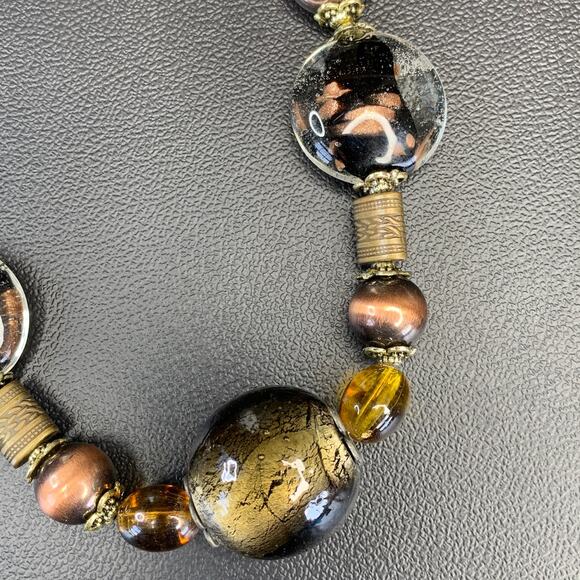 Murano Glass Beaded Statement Necklace Vintage Boho 22" - Picture 4 of 7
